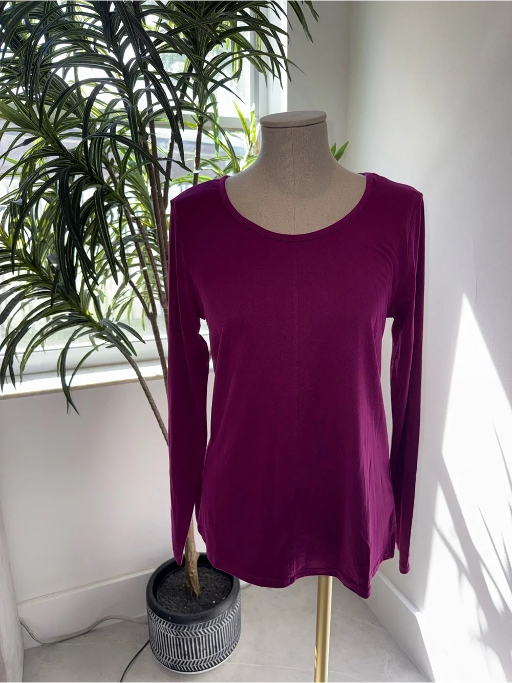 Cuddl Duds Women's Long-Sleeve Scoop Neck Top — Plum - Picture 1 of 6